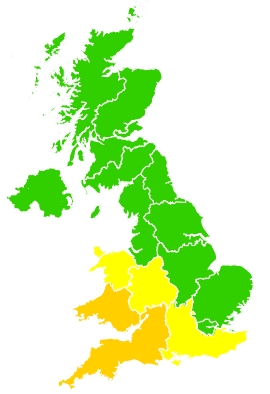 Click on a region for air pollution levels for 08/06/2023