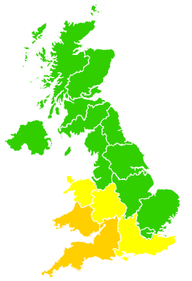 Click on a region for air pollution levels for 08/06/2023