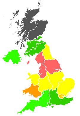 Click on a region for air pollution levels for 08/07/1994