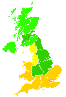 Click on a region for air pollution levels for 08/07/1995