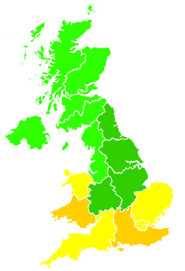 Click on a region for air pollution levels for 08/07/1999