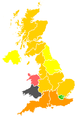 Click on a region for air pollution levels for 08/08/1988