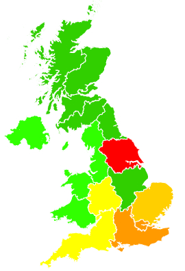 Click on a region for air pollution levels for 08/08/1998