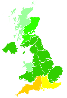 Click on a region for air pollution levels for 08/09/2004