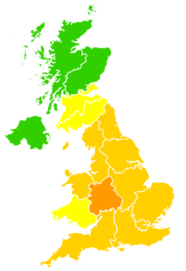 Click on a region for air pollution levels for 08/09/2021