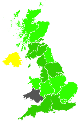 Click on a region for air pollution levels for 08/10/1991