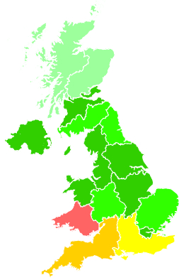Click on a region for air pollution levels for 08/10/1994
