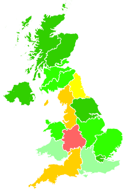 Click on a region for air pollution levels for 08/11/1993