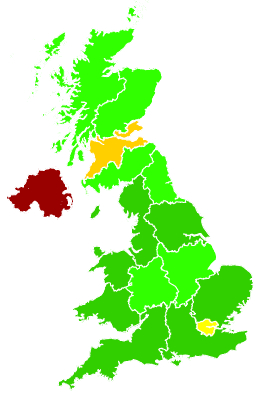 Click on a region for air pollution levels for 08/11/1997