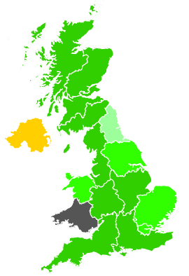 Click on a region for air pollution levels for 08/12/1990