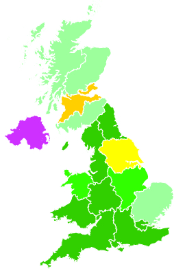 Click on a region for air pollution levels for 08/12/1995