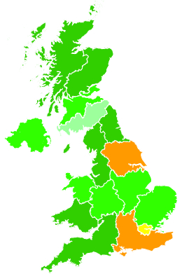 Click on a region for air pollution levels for 08/12/1996