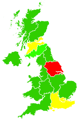 Click on a region for air pollution levels for 08/12/1998