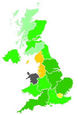 Click on a region for air pollution levels for 08/12/2001