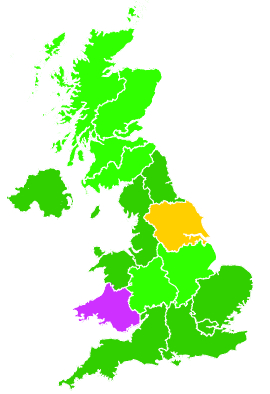 Click on a region for air pollution levels for 08/12/2005