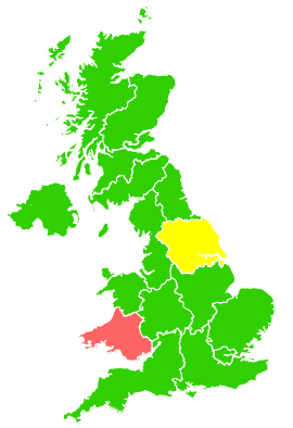 Click on a region for air pollution levels for 09/02/2002