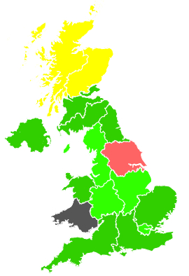 Click on a region for air pollution levels for 09/03/1992