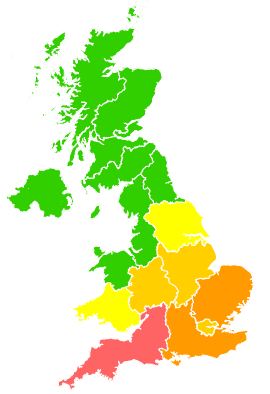 Click on a region for air pollution levels for 09/05/2020