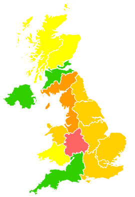 Click on a region for air pollution levels for 09/06/1992
