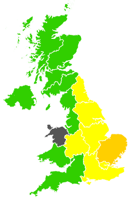 Click on a region for air pollution levels for 09/06/1996