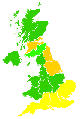Click on a region for air pollution levels for 09/06/2000