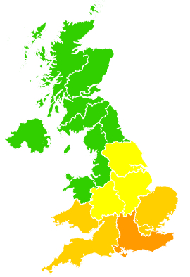 Click on a region for air pollution levels for 09/06/2008