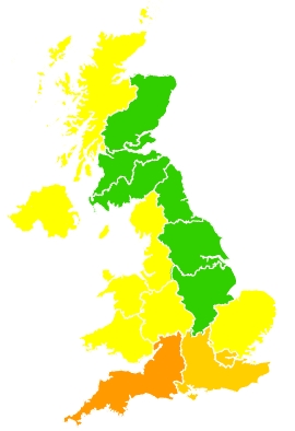 Click on a region for air pollution levels for 09/06/2023