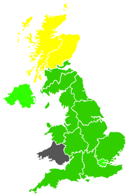 Click on a region for air pollution levels for 09/07/1991