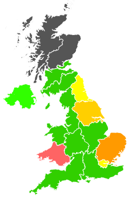 Click on a region for air pollution levels for 09/07/1994