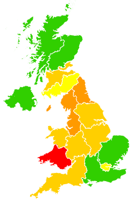 Click on a region for air pollution levels for 09/07/1997