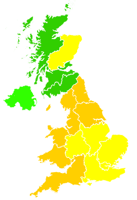 Click on a region for air pollution levels for 09/07/2005