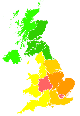 Click on a region for air pollution levels for 09/07/2026