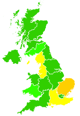 Click on a region for air pollution levels for 09/08/1992