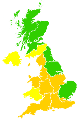 Click on a region for air pollution levels for 09/08/1995