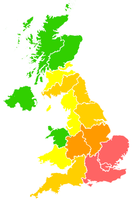 Click on a region for air pollution levels for 09/08/1997