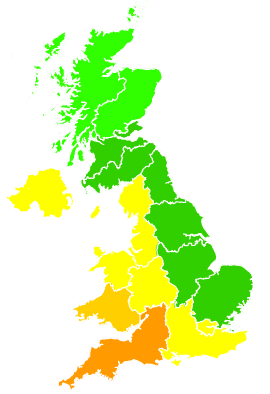 Click on a region for air pollution levels for 09/08/1998