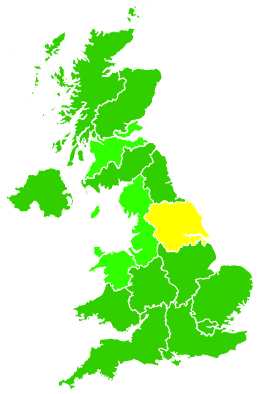 Click on a region for air pollution levels for 09/08/1999