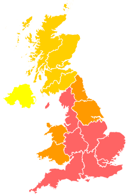 Click on a region for air pollution levels for 09/08/2003