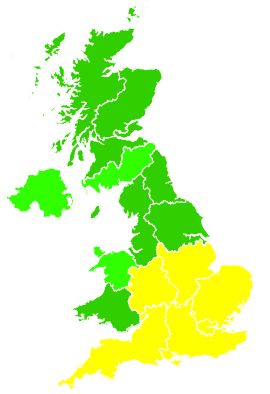 Click on a region for air pollution levels for 09/08/2009