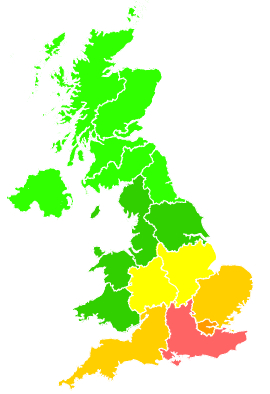 Click on a region for air pollution levels for 09/08/2020