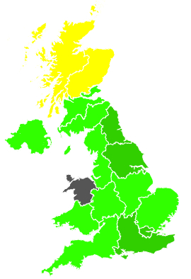 Click on a region for air pollution levels for 09/09/1996