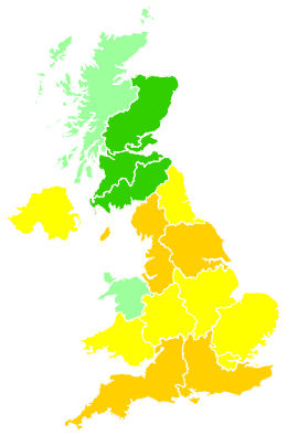 Click on a region for air pollution levels for 09/09/2004