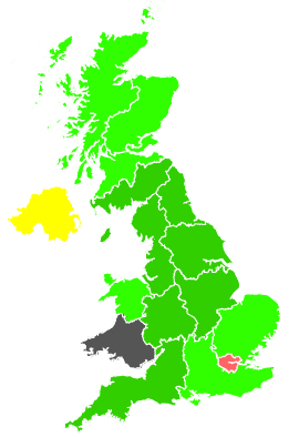 Click on a region for air pollution levels for 09/10/1991