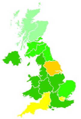 Click on a region for air pollution levels for 09/10/1994