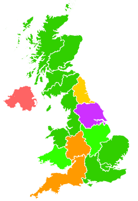 Click on a region for air pollution levels for 09/11/1993