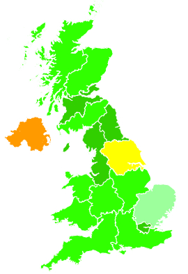 Click on a region for air pollution levels for 09/11/1995