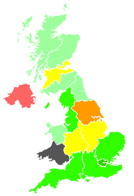 Click on a region for air pollution levels for 09/12/1991