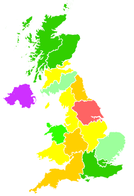 Click on a region for air pollution levels for 09/12/1995