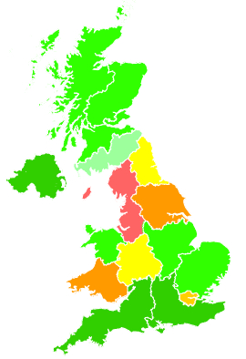 Click on a region for air pollution levels for 09/12/1996