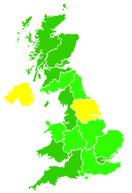Click on a region for air pollution levels for 09/12/1998